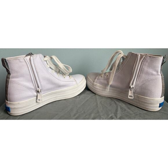 Keds High Top Sneakers Lace Up Confetti Smiley Face Girl's Size 1 - Picture 8 of 11